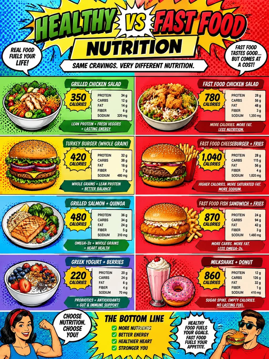 Healthy vs Fast Food Nutrition Comparison preview